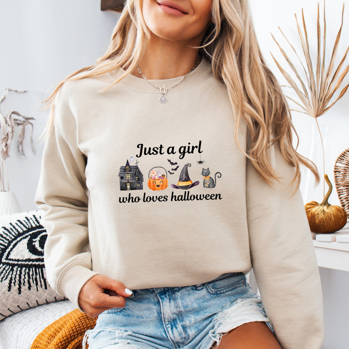Just A Girl Who Loves Halloween - Adult Crewneck Sweatshirt