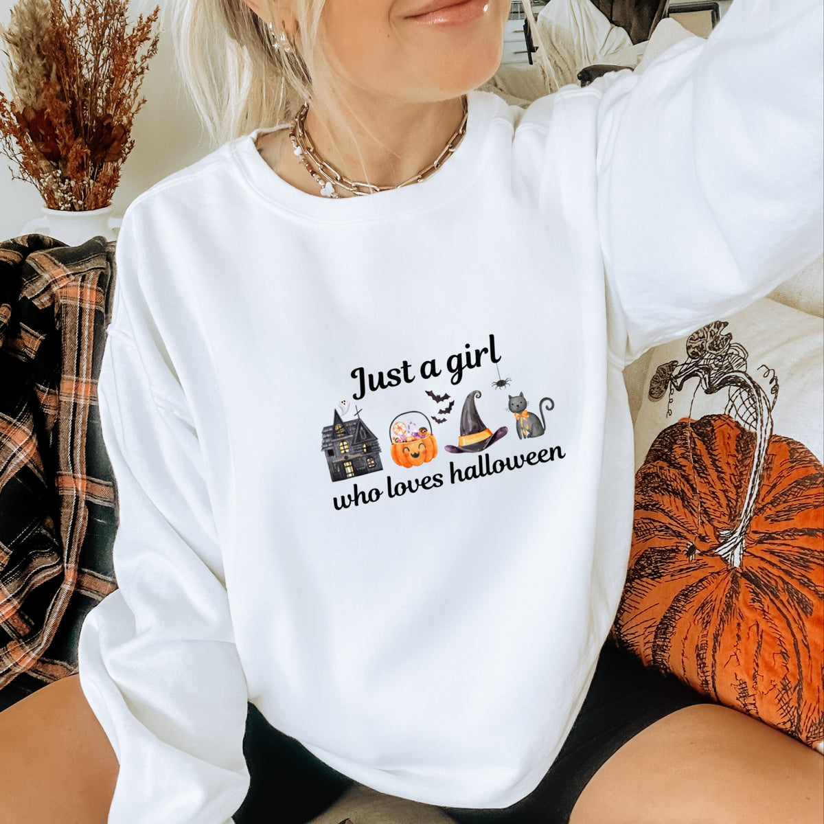 Just A Girl Who Loves Halloween - Adult Crewneck Sweatshirt