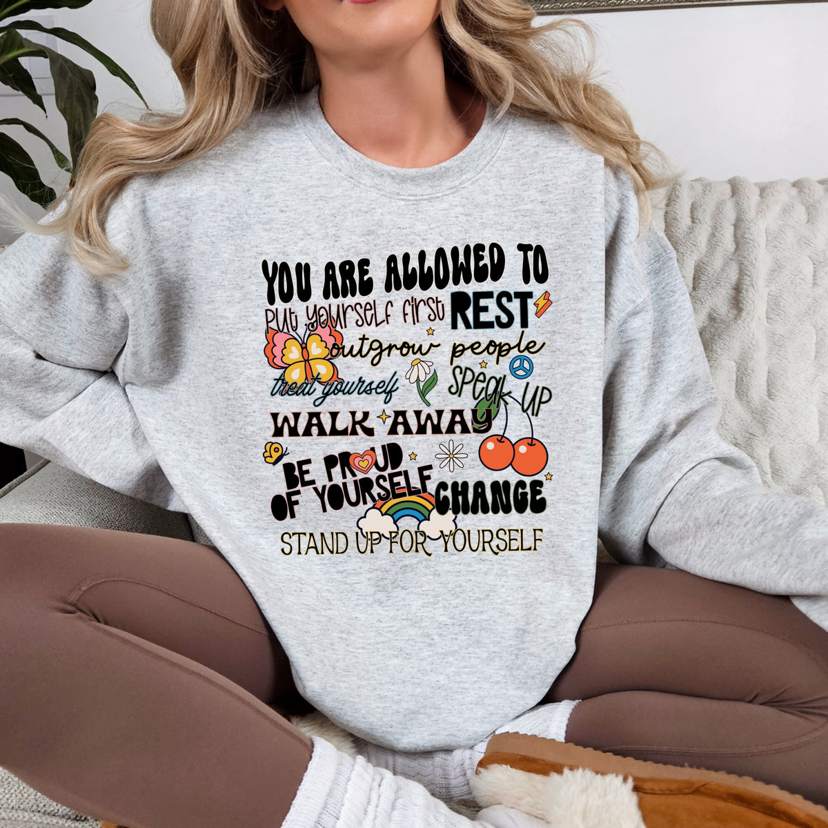 You Are Allowed To Put Yourself First - Adult Crewneck Sweatshirt