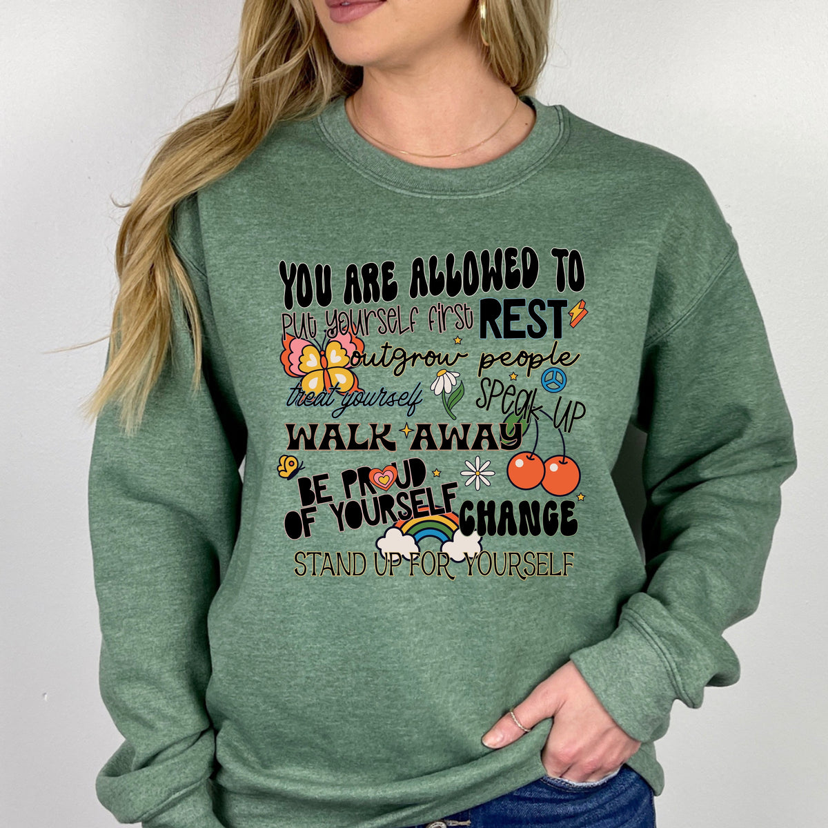 You Are Allowed To Put Yourself First - Adult Crewneck Sweatshirt