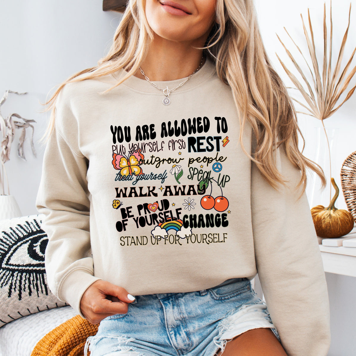 You Are Allowed To Put Yourself First - Adult Crewneck Sweatshirt