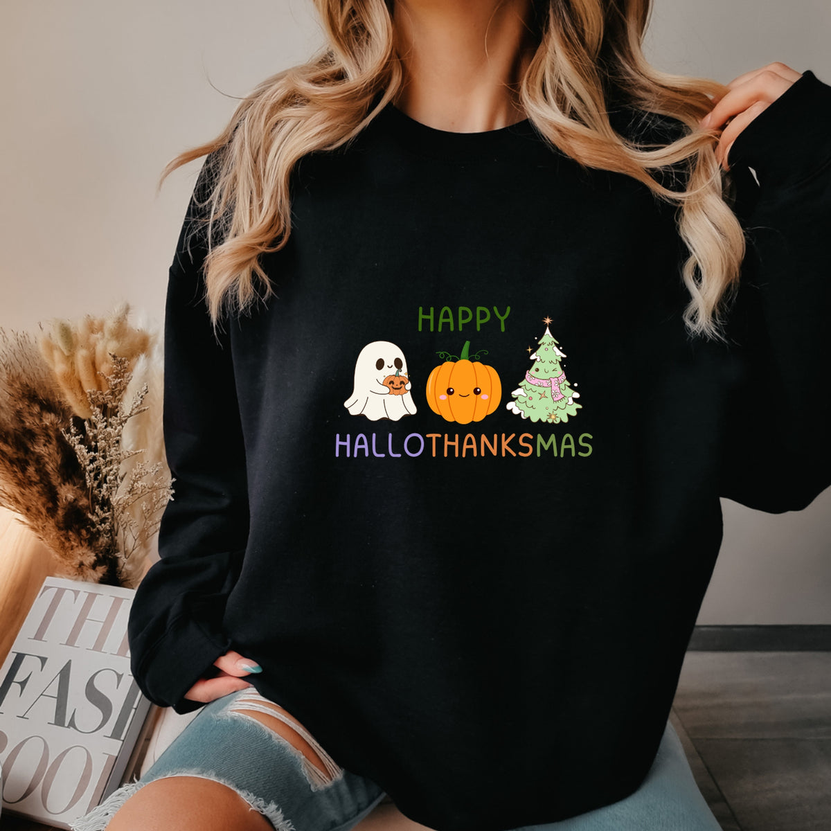 Happy HalloThanksMas - Adult Crewneck Sweatshirt