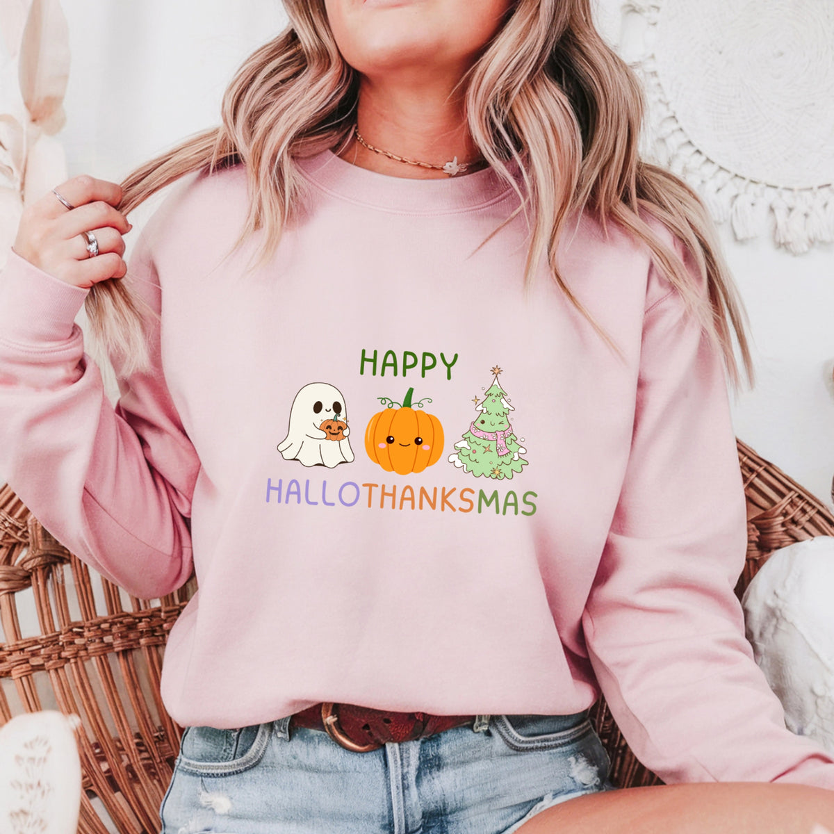 Happy HalloThanksMas - Adult Crewneck Sweatshirt