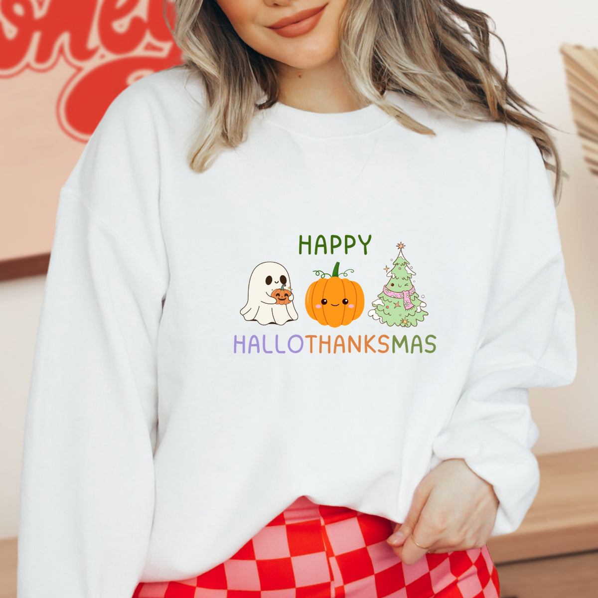 Happy HalloThanksMas - Adult Crewneck Sweatshirt