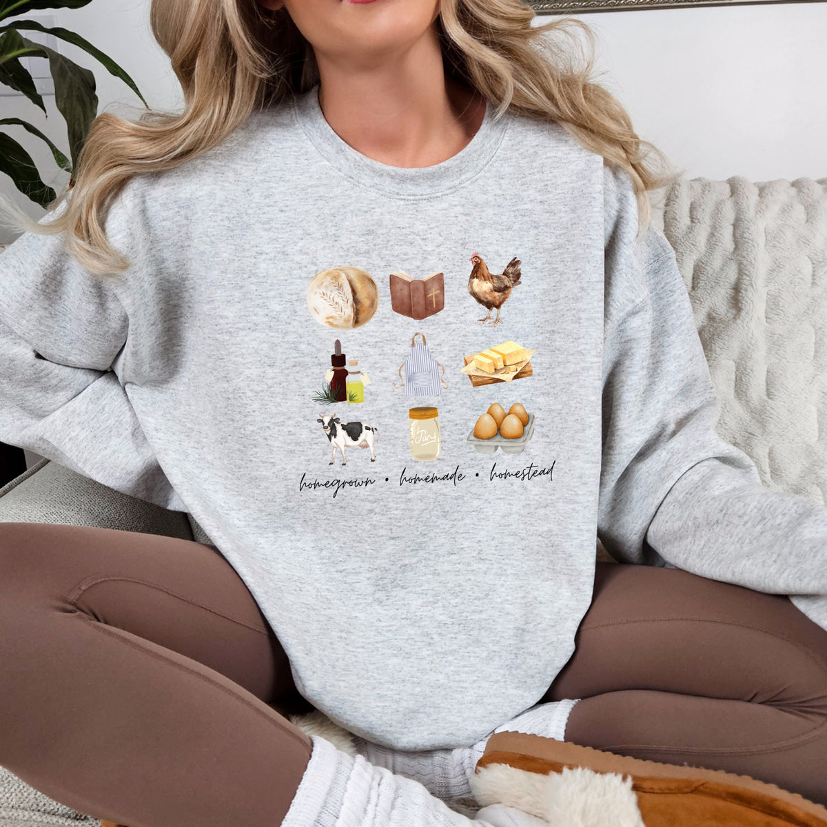 Homegrown, Homemade, Homestead -  Adult Crewneck Sweatshirt