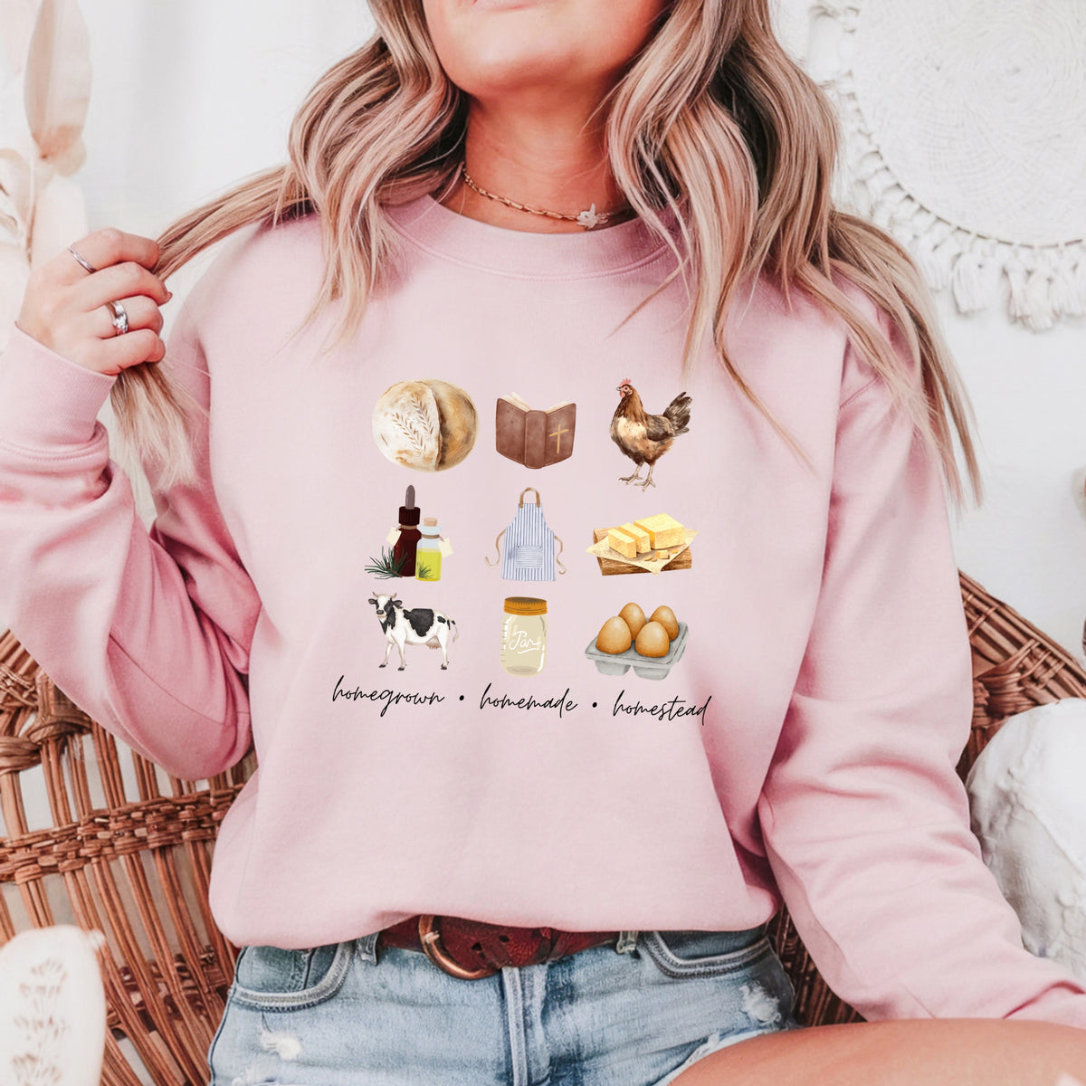 Homegrown, Homemade, Homestead -  Adult Crewneck Sweatshirt
