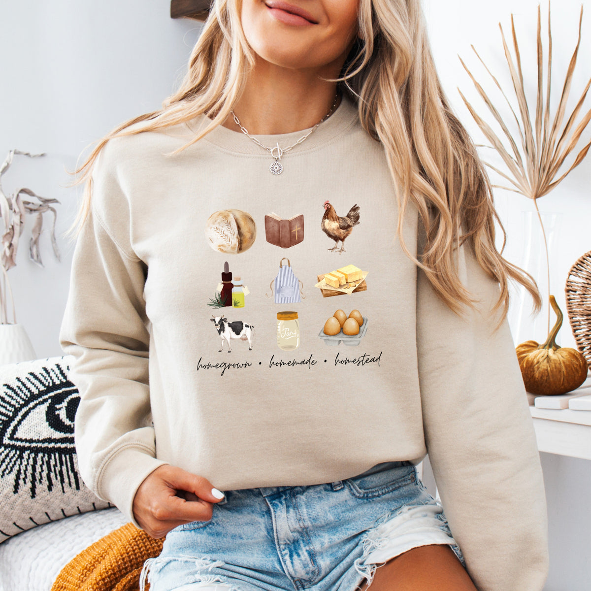 Homegrown, Homemade, Homestead -  Adult Crewneck Sweatshirt