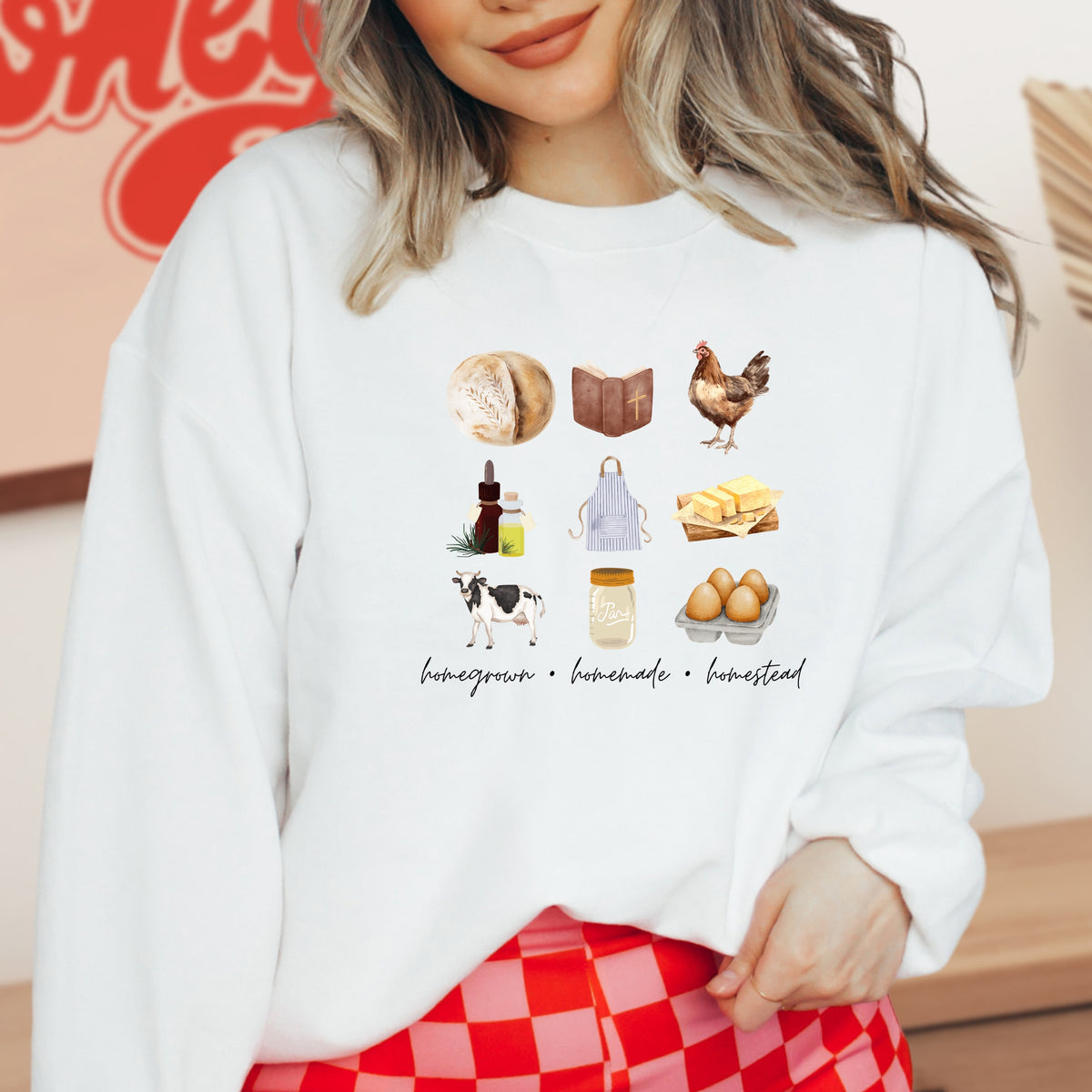 Homegrown, Homemade, Homestead -  Adult Crewneck Sweatshirt