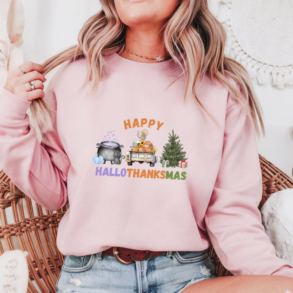 Happy HalloThanksMas - Adult Crewneck Sweatshirt