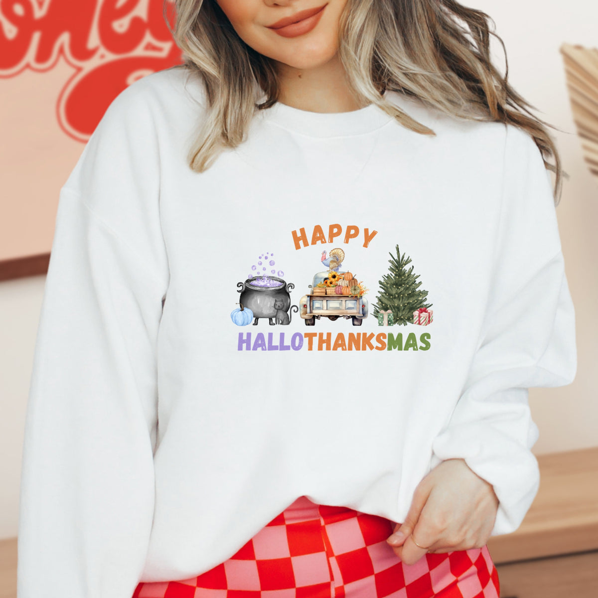 Happy HalloThanksMas - Adult Crewneck Sweatshirt
