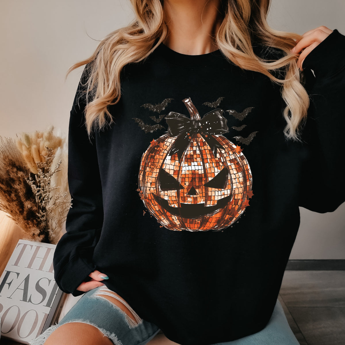 Pumpkin Disco Halloween - Adult Crewneck Sweatshirt