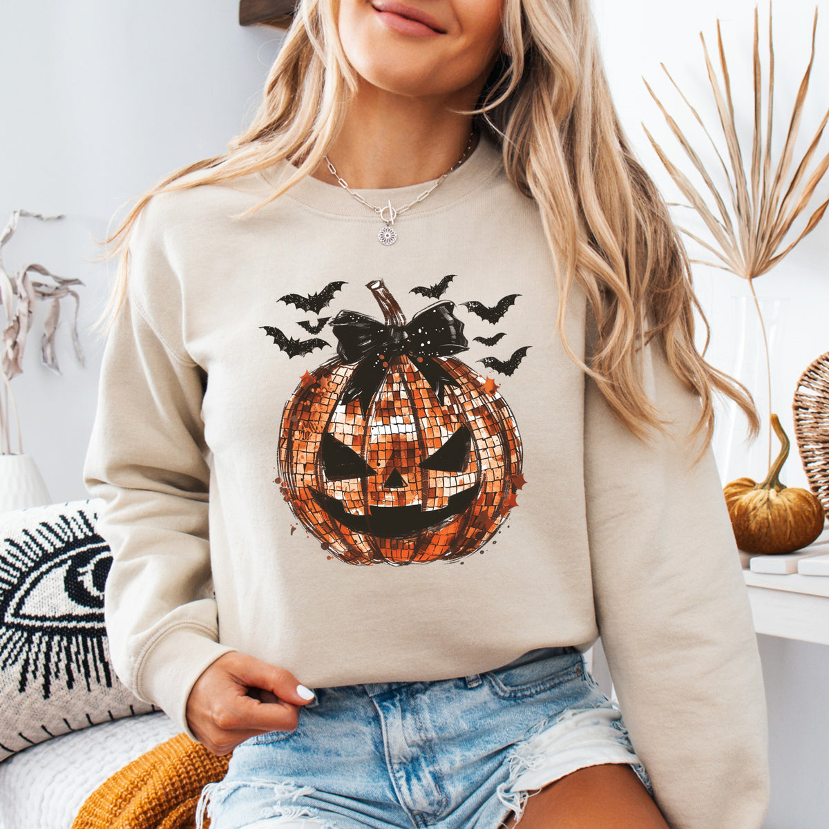 Pumpkin Disco Halloween - Adult Crewneck Sweatshirt