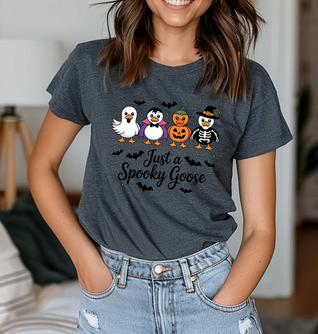 Just a Spooky Goose Funny Halloween  Printed Softstyle T-Shirt