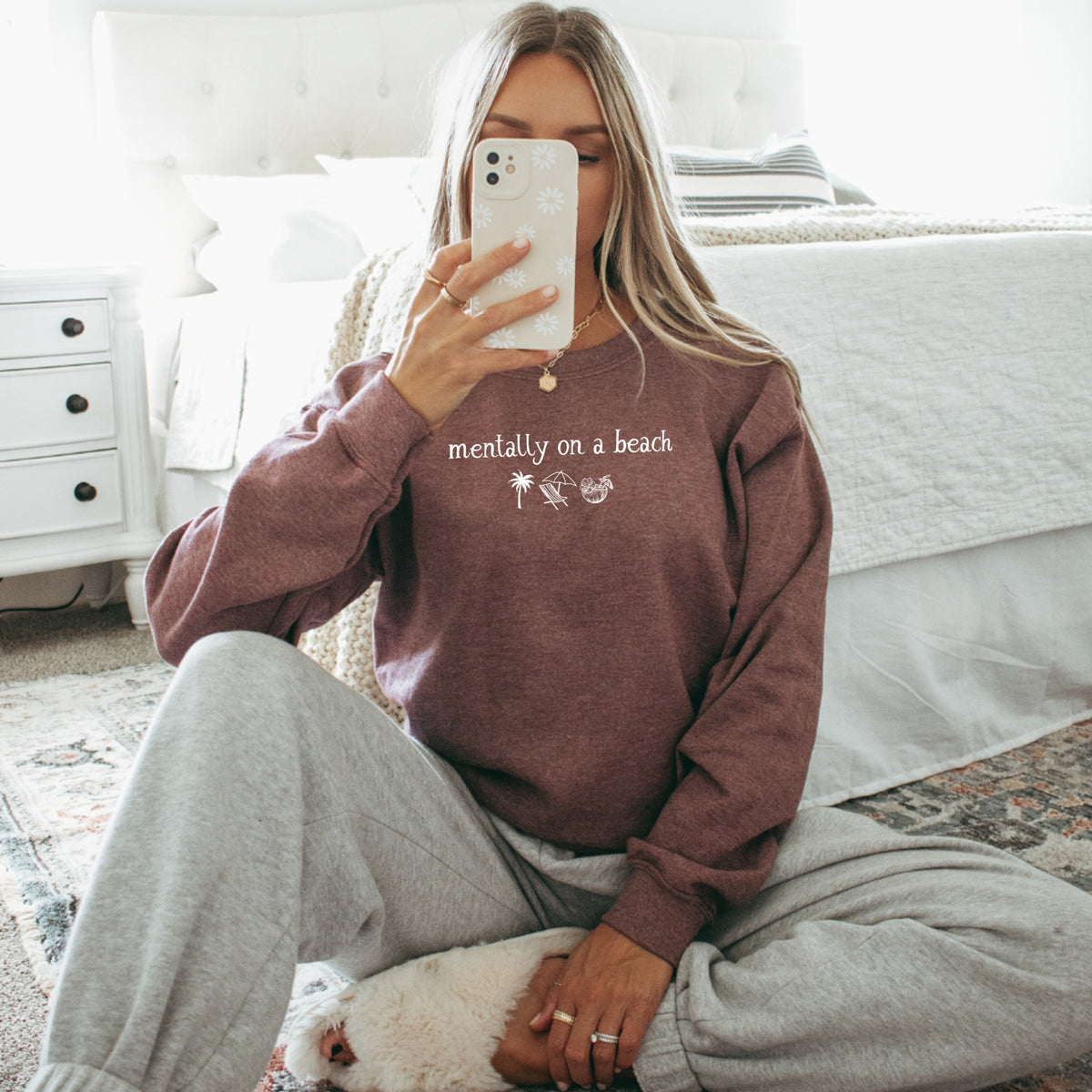 Mentally On A Beach  - Adult Crewneck Sweatshirt