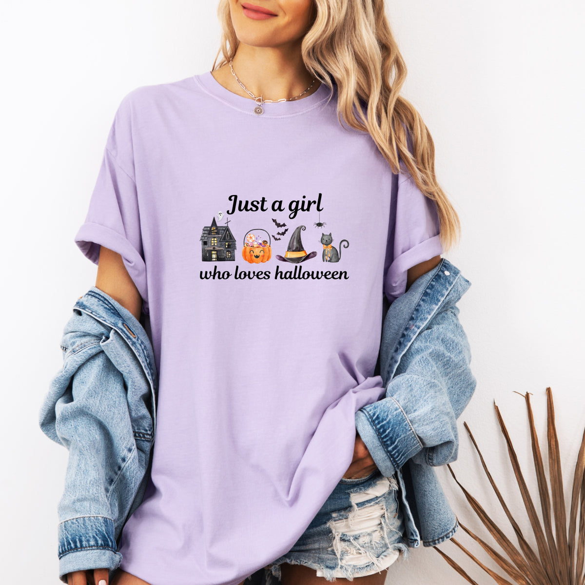 Just A Girl Who Loves Halloween - Adult Comfort Colors T-Shirt