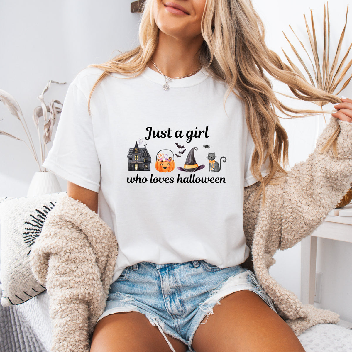 Just A Girl Who Loves Halloween - Adult Comfort Colors T-Shirt