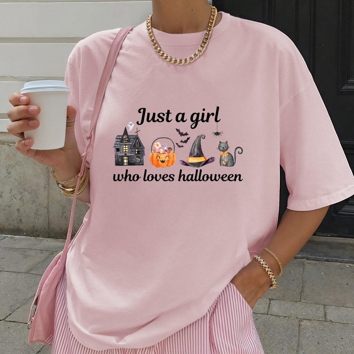 Just A Girl Who Loves Halloween - Adult Comfort Colors T-Shirt