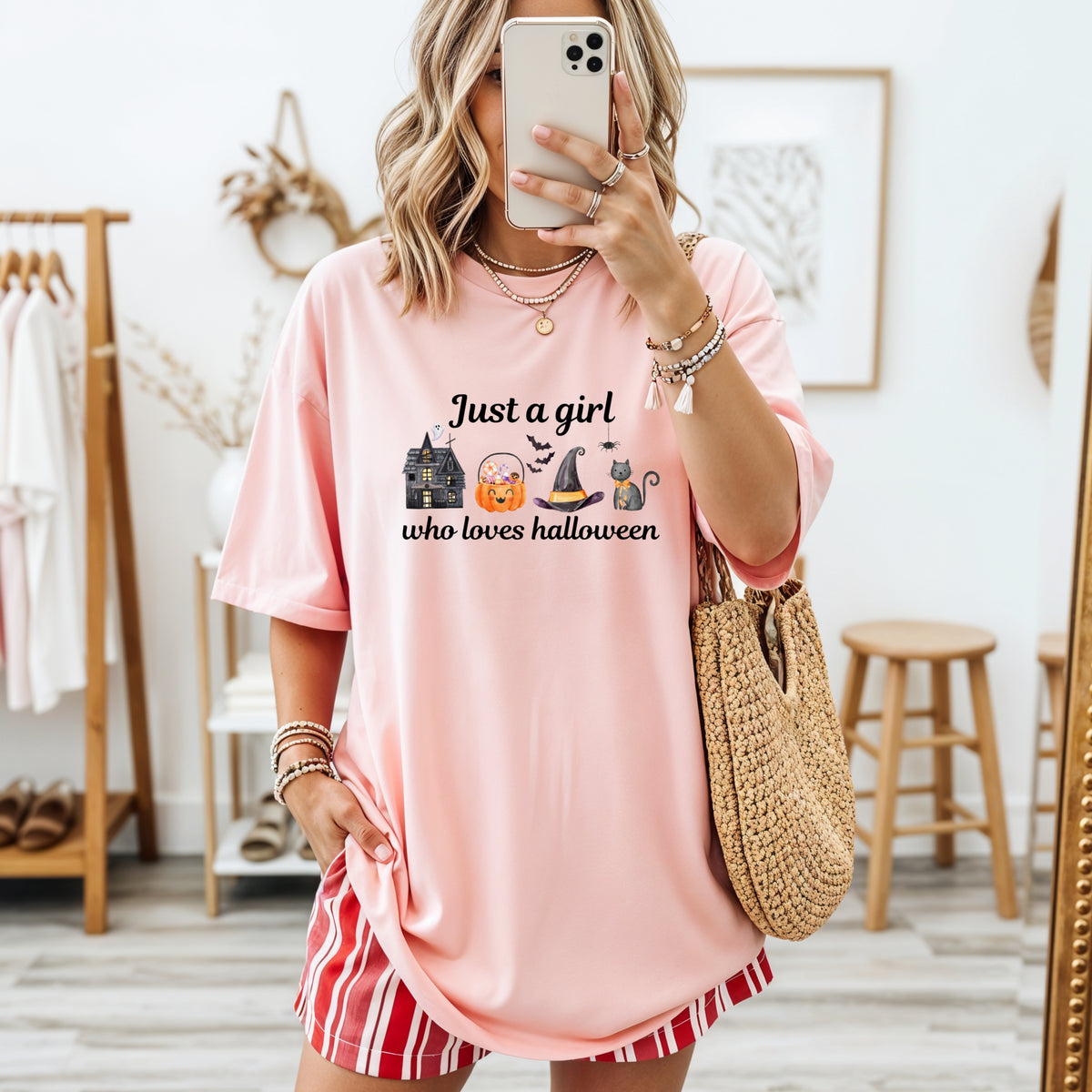 Just A Girl Who Loves Halloween - Adult Comfort Colors T-Shirt