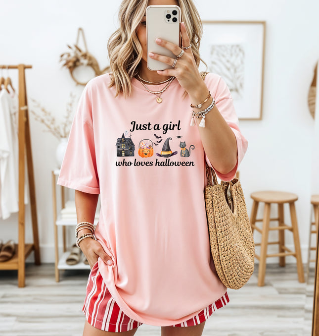 Just A Girl Who Loves Halloween - Adult Comfort Colors T-Shirt