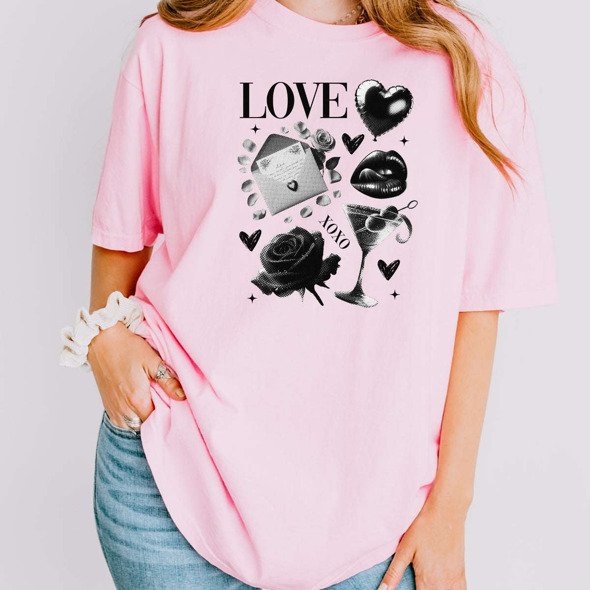 Black Love Xoxo Valentines - Comfort Colors T-Shirt 