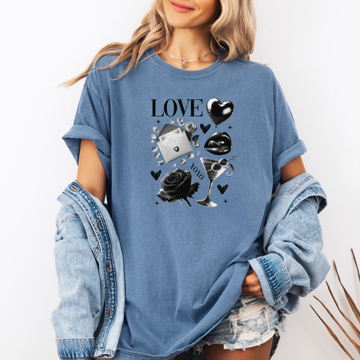 Black Love Xoxo Valentines - Comfort Colors T-Shirt 