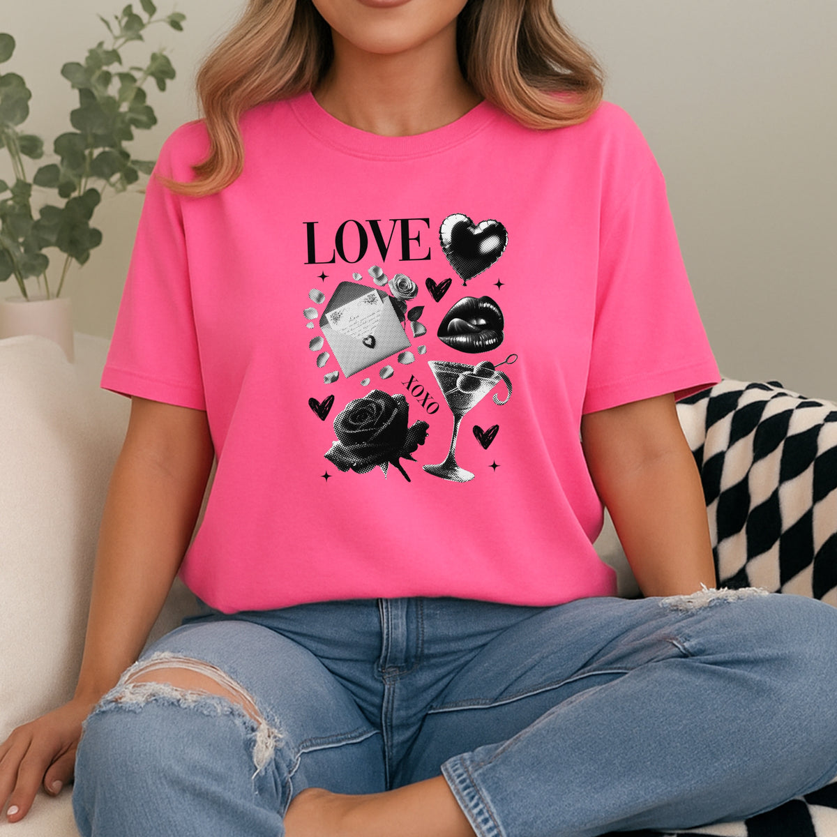 Black Love Xoxo Valentines - Comfort Colors T-Shirt 