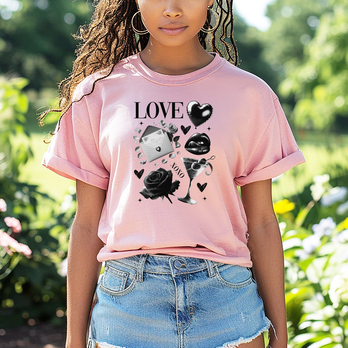 Black Love Xoxo Valentines - Comfort Colors T-Shirt 