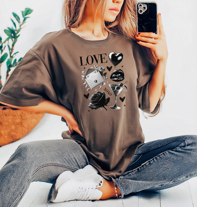 Black Love Xoxo Valentines - Comfort Colors T-Shirt 