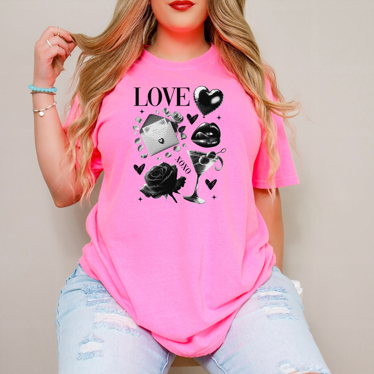Black Love Xoxo Valentines - Comfort Colors T-Shirt 