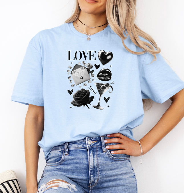 Black Love Xoxo Valentines - Softstyle T-Shirt