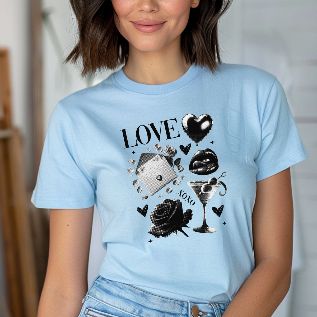 Black Love Xoxo Valentines - Softstyle T-Shirt