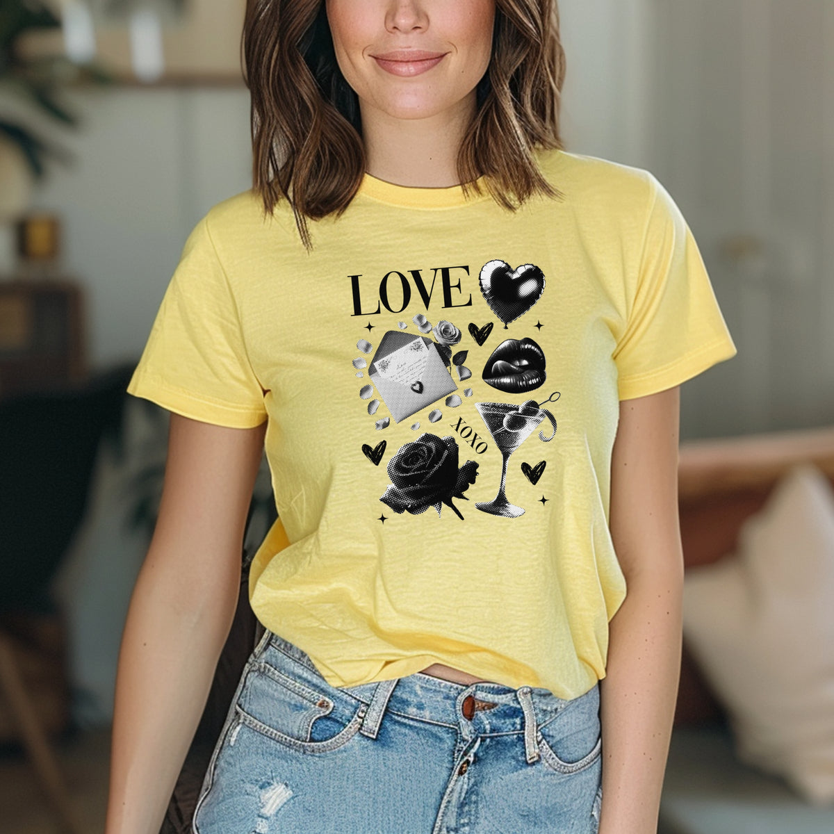 Black Love Xoxo Valentines - Softstyle T-Shirt