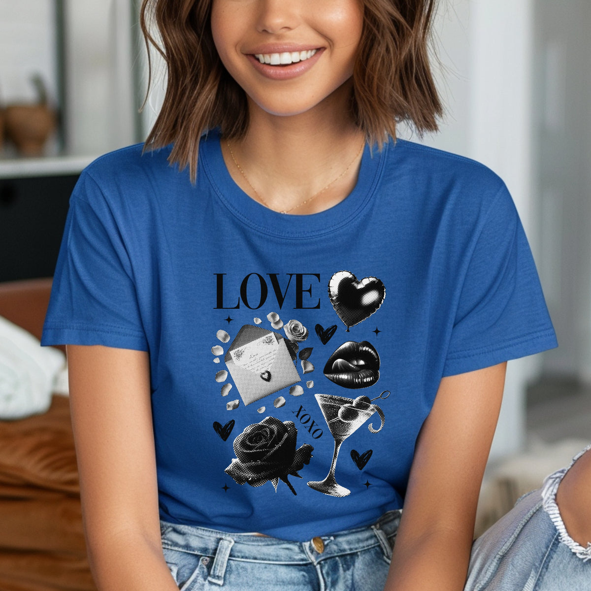 Black Love Xoxo Valentines - Softstyle T-Shirt