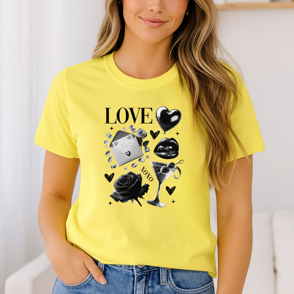 Black Love Xoxo Valentines - Softstyle T-Shirt
