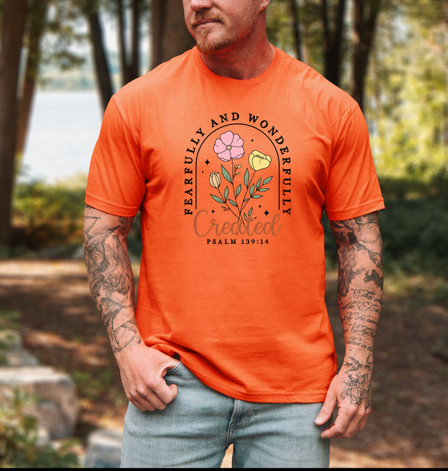 Fearfully and Wonderfully Created – Positive Affirmation Shirt, Relatable T-shirt Print, Inspirational Faith Quote Tee  - Softstyle 100% Cotton T-Shirt – Comfy Unisex Fit, Premium Quality Tee