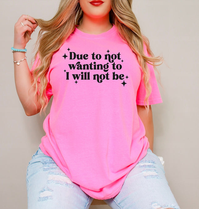 Due To Not Wanting To - Unisex Comfort Colors Garment-Dyed Heavyweight T-Shirt