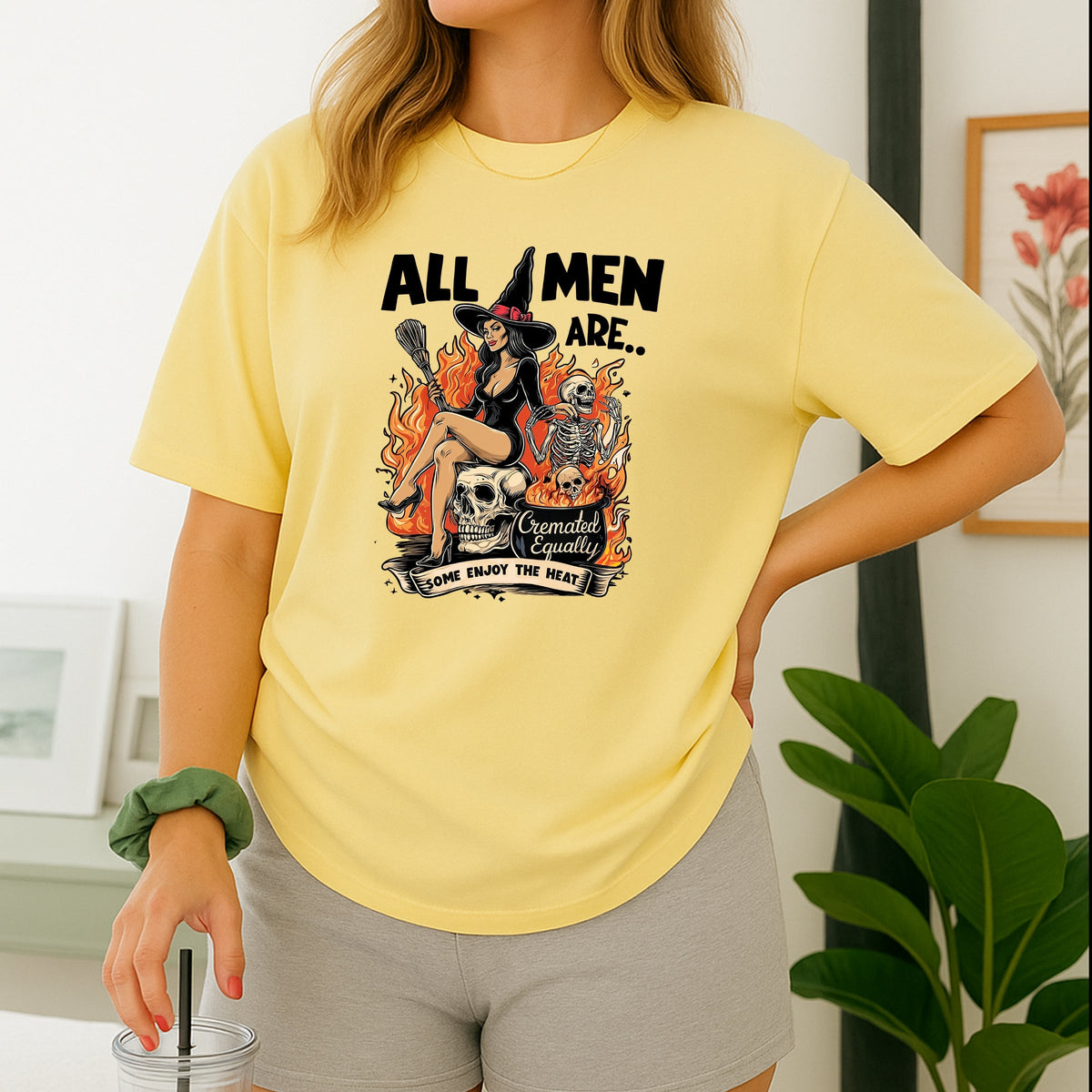 All Men Are Cremated Equally Printed Comfort Colors T-Shirt 