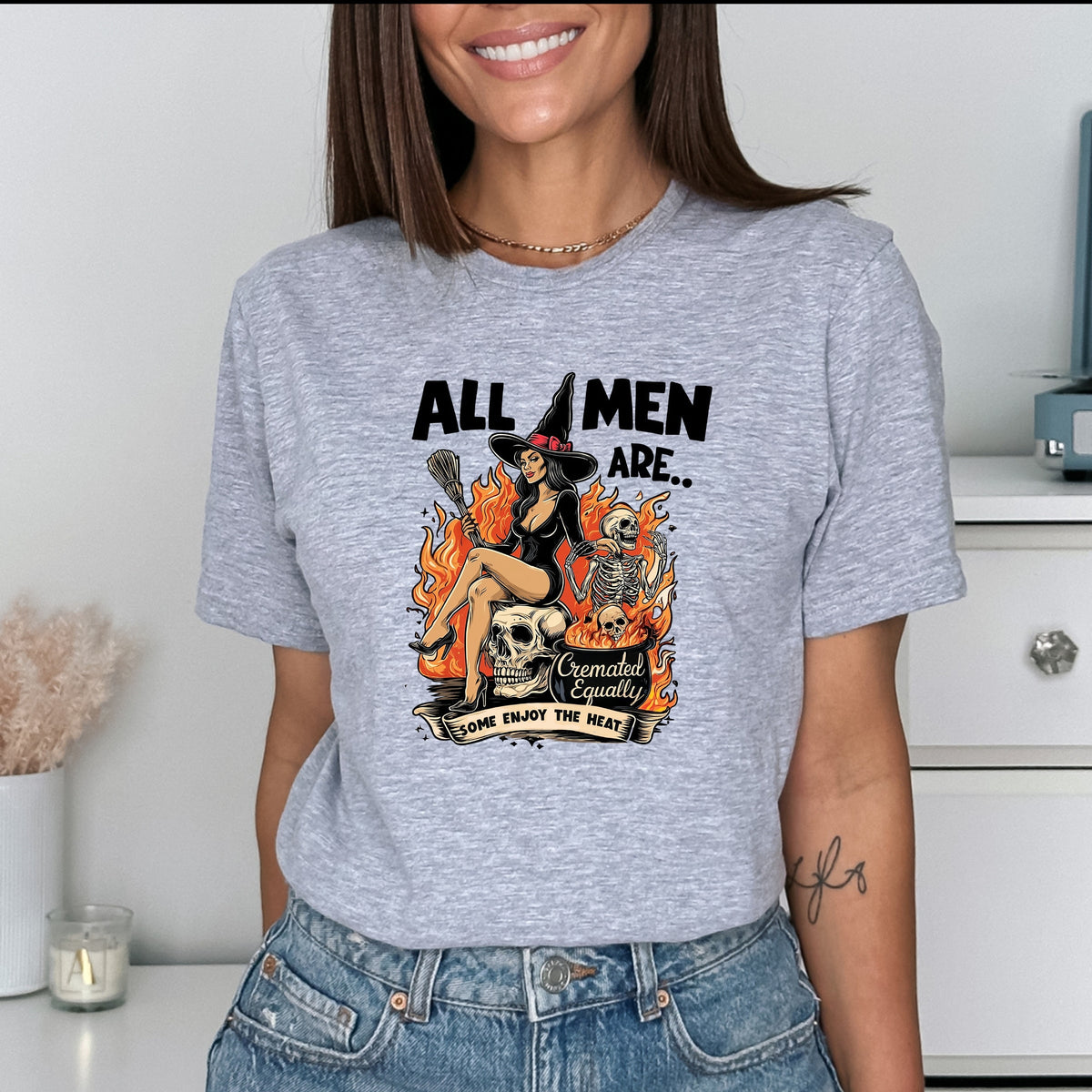 All Men Are Cremated Equally Printed Softstyle T-Shirt