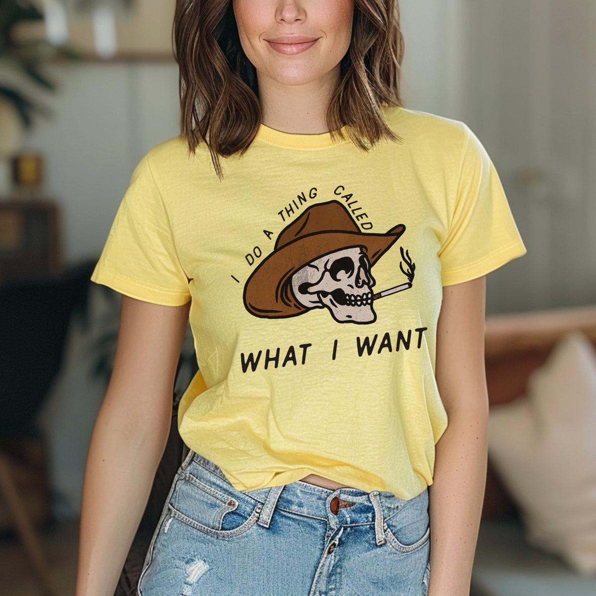 I Do a Thing Called What I Want Graphic Shirt – Savage Vibes, Sassy Quote, Cowboy Trendy Humor Shirt - Softstyle 100% Cotton T-Shirt – Comfy Unisex Fit, Premium Quality Tee