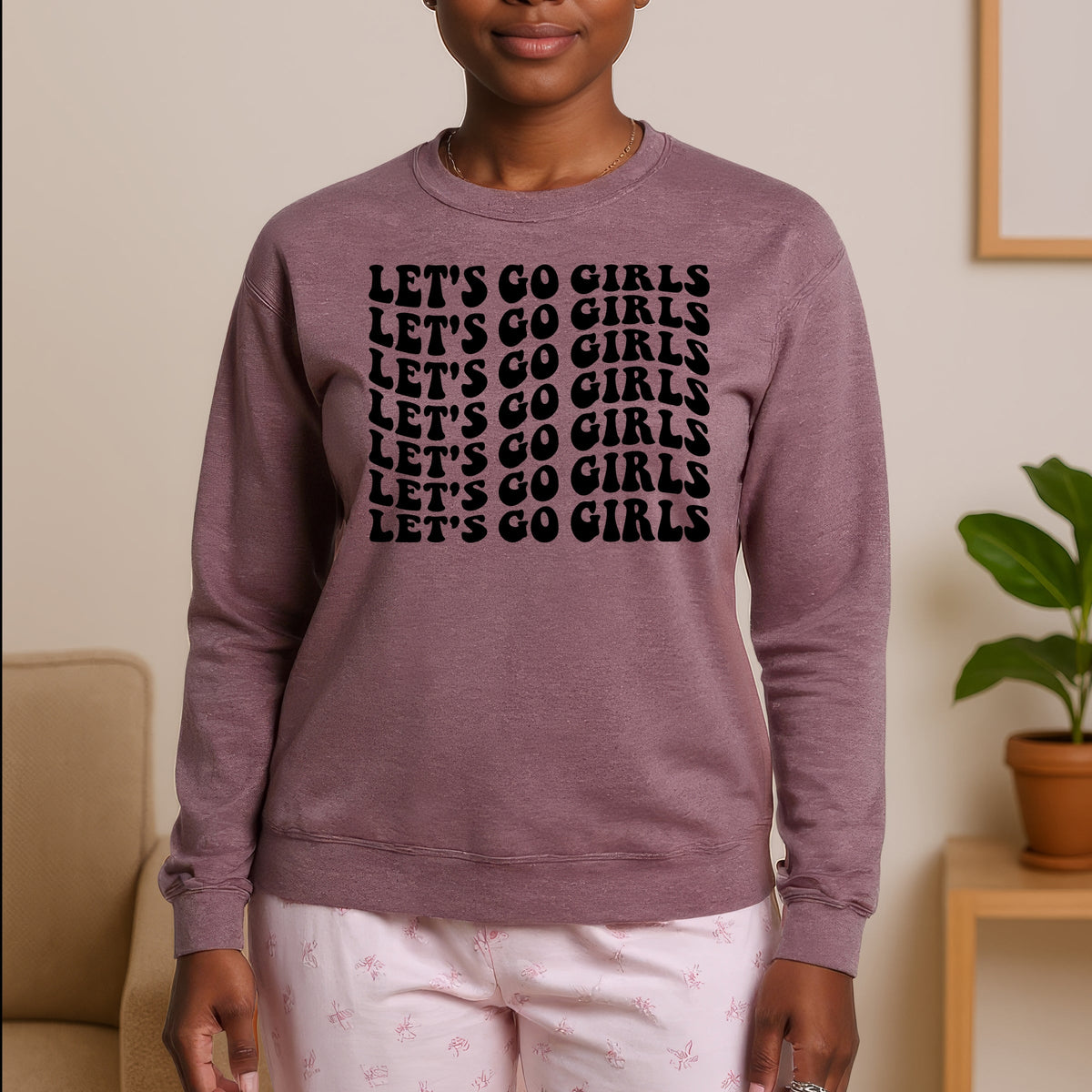 Let's Go Girls Printed Crewneck Sweatshirt