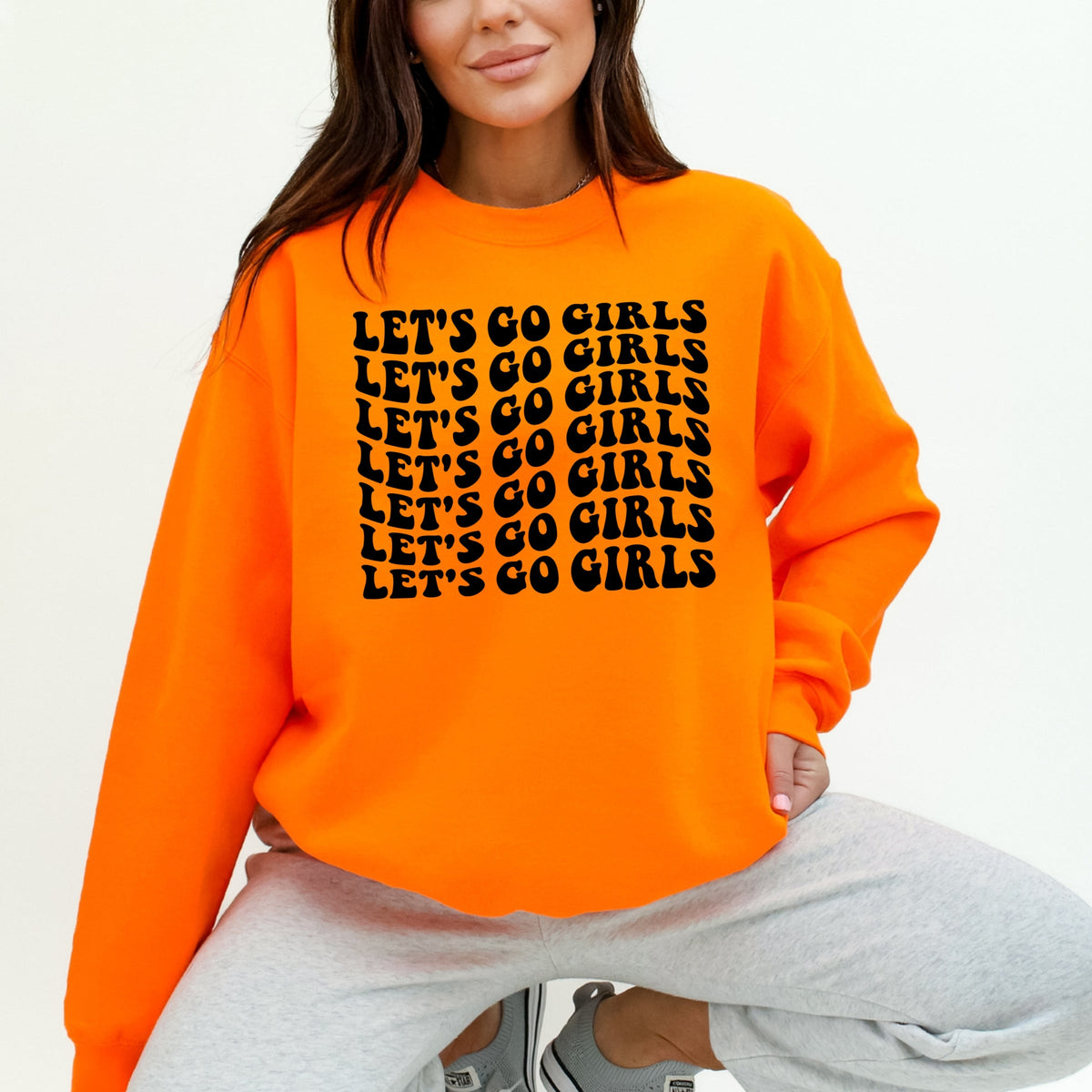 Let's Go Girls Printed Crewneck Sweatshirt