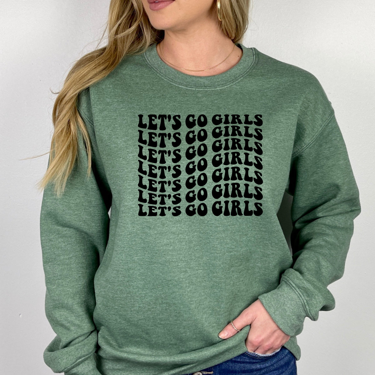 Let's Go Girls Printed Crewneck Sweatshirt