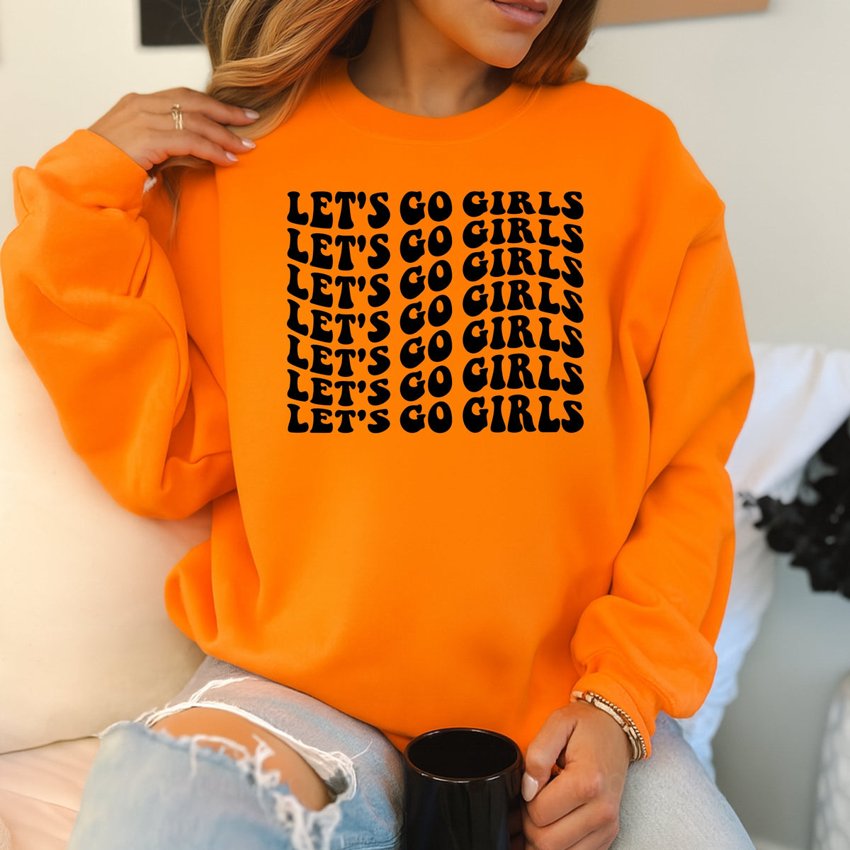 Let's Go Girls Printed Crewneck Sweatshirt