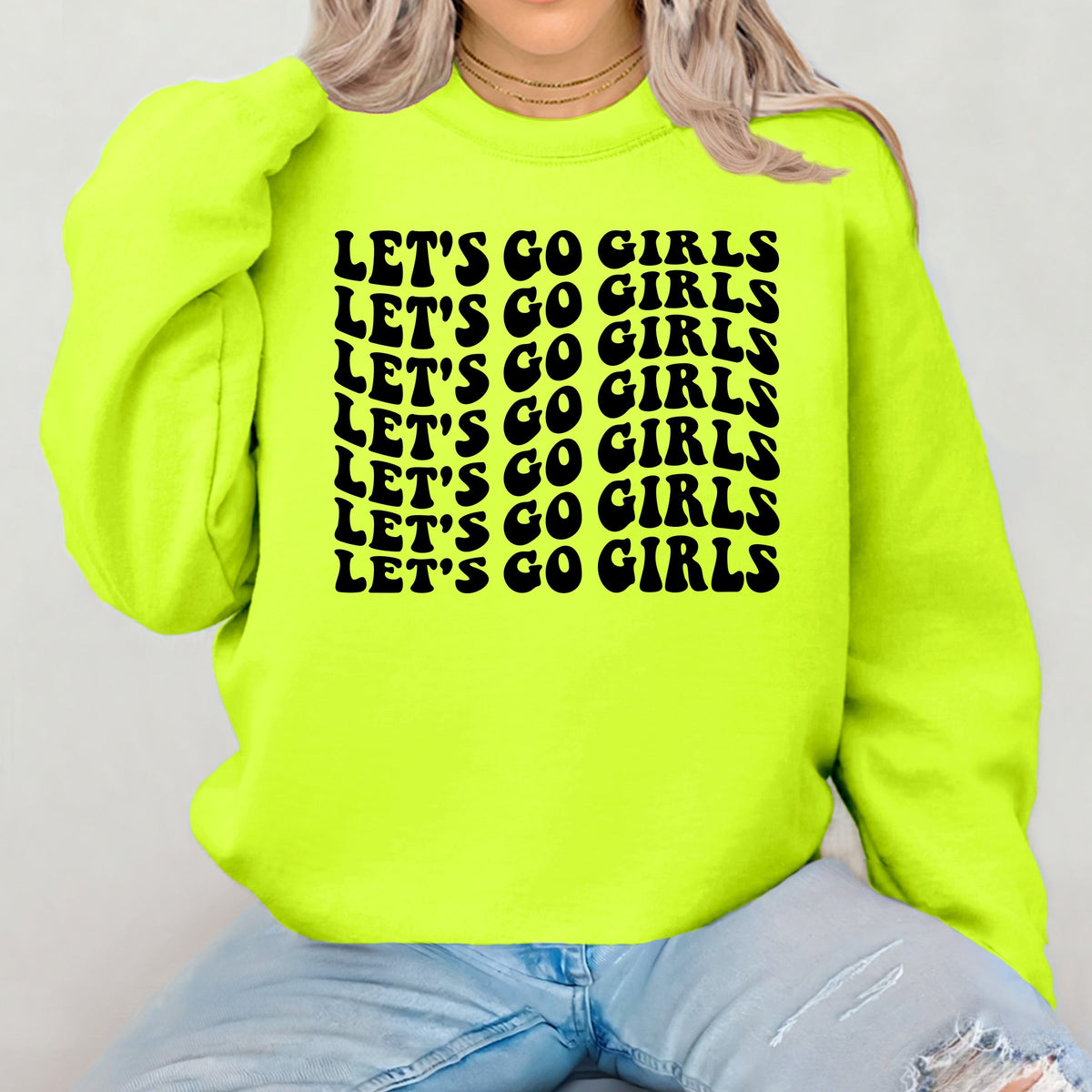 Let's Go Girls Printed Crewneck Sweatshirt