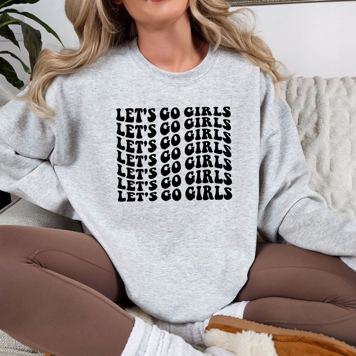 Let's Go Girls Printed Crewneck Sweatshirt