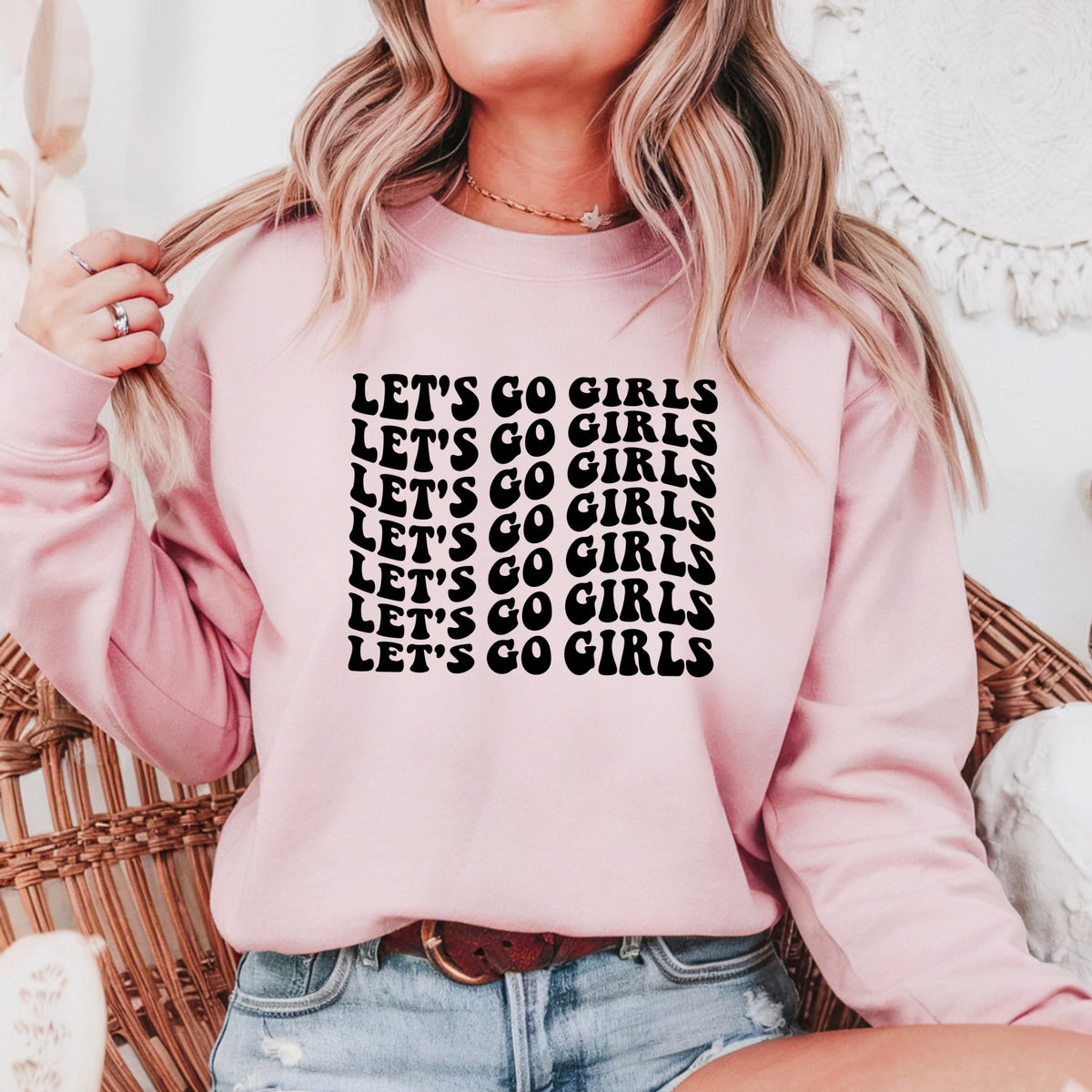 Let's Go Girls Printed Crewneck Sweatshirt