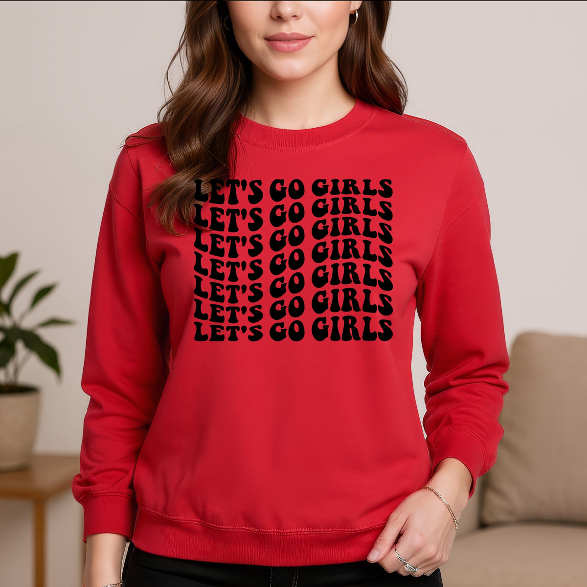 Let's Go Girls Printed Crewneck Sweatshirt