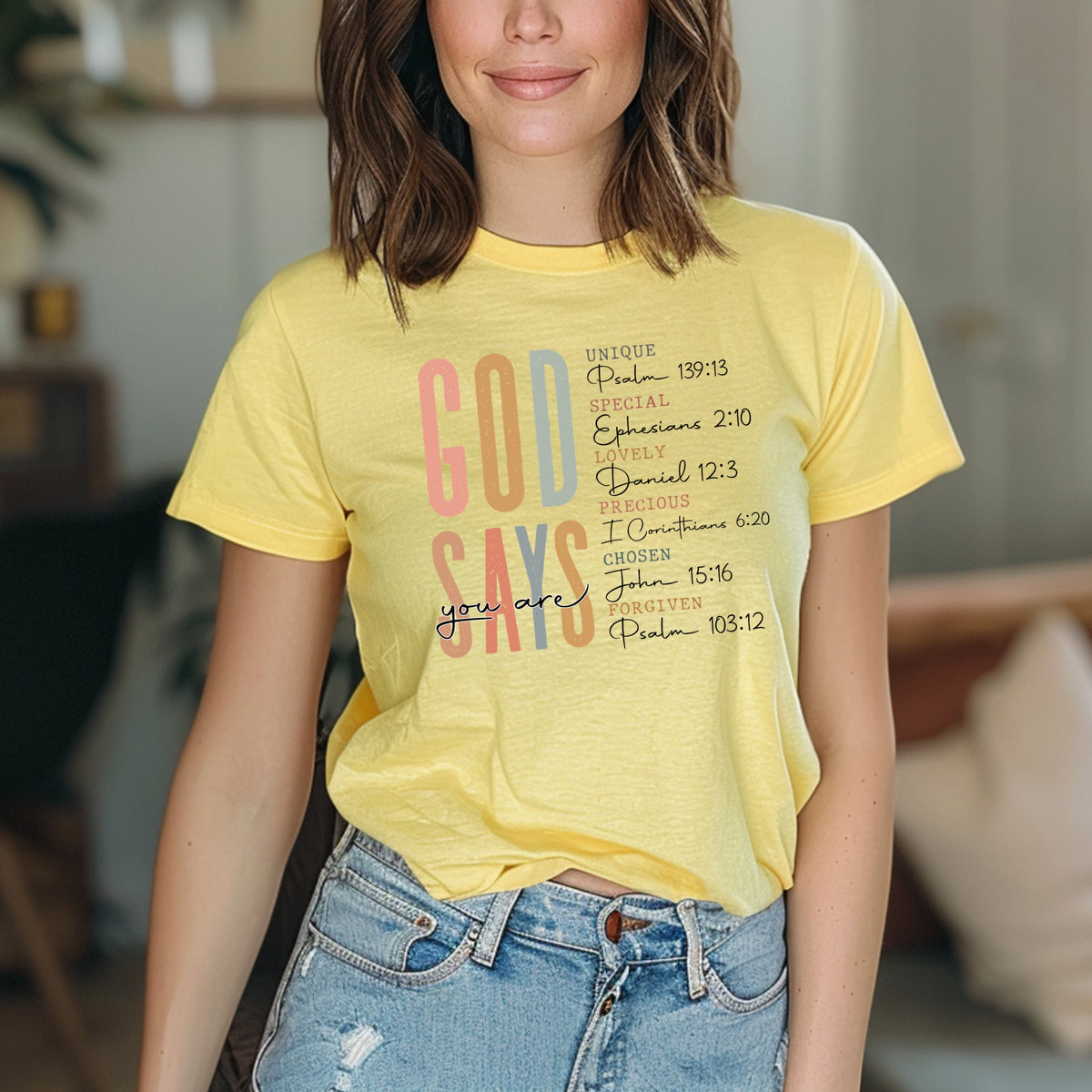 God Says You Are Printed Shirt – Faith Based Graphic Tee, Empowering Bible Quote, Perfect Inspirational Gift - Softstyle 100% Cotton T-Shirt – Comfy Unisex Fit, Premium Quality Tee