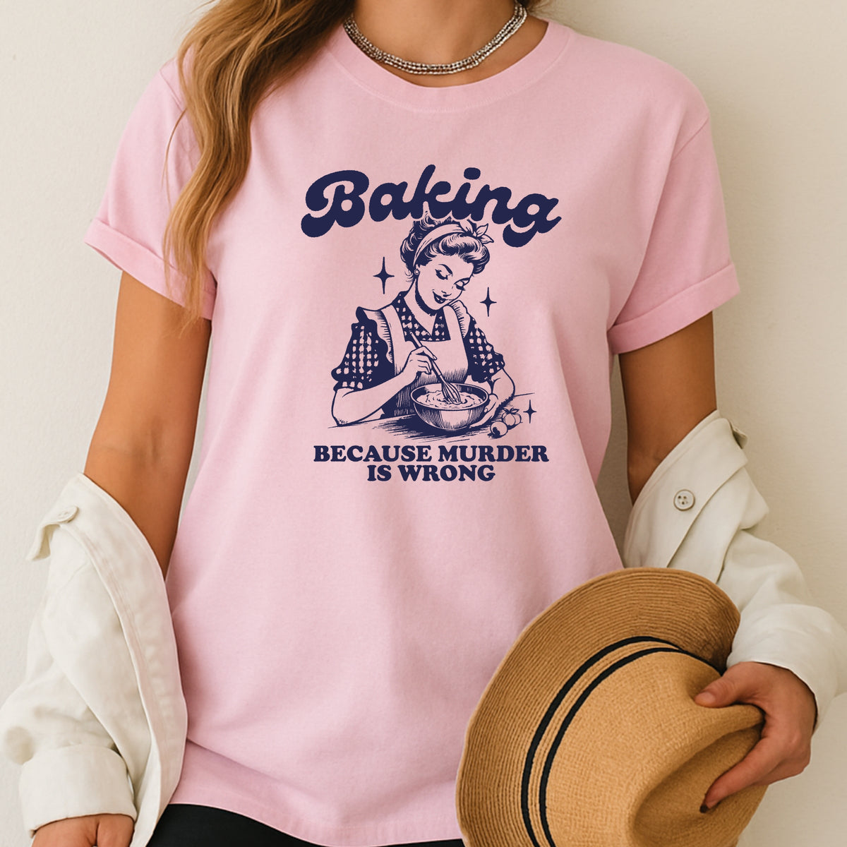 Baking Because Murder Is Wrong - Adult Softstyle T-Shirt