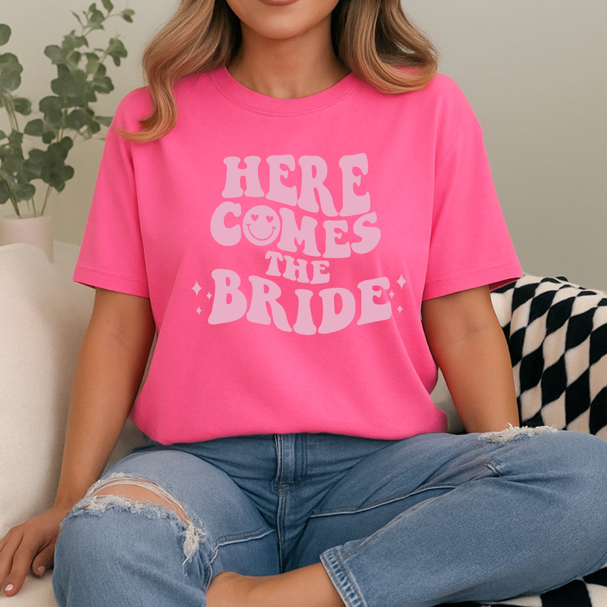 Here Comes The Bride Printed Comfort Colors T-Shirt 
